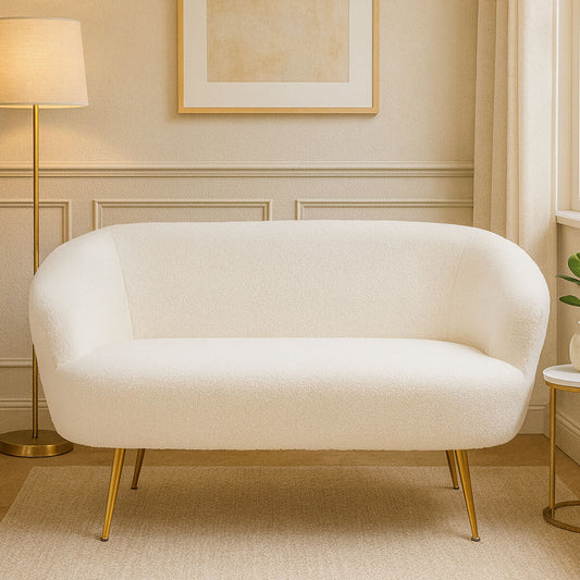 Yazmin Two Seat Sofa With Gold Finish Legs