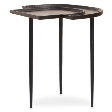 Brown Bronze Metal Top Abstract Side Table with Black Legs, Simbolo