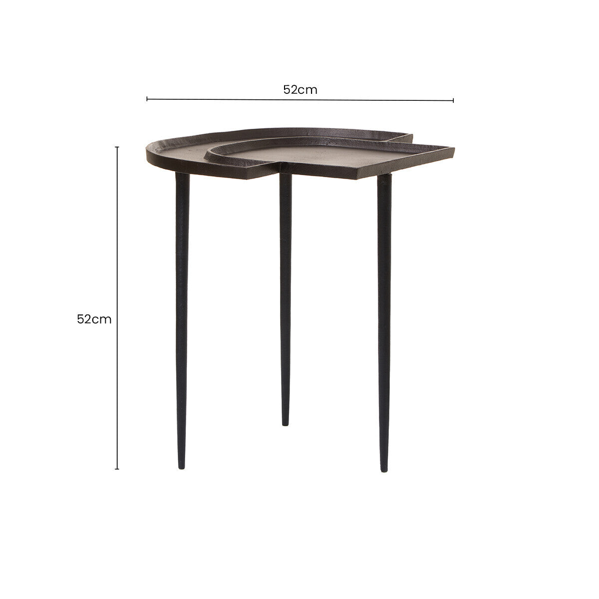 Brown Bronze Metal Top Abstract Side Table with Black Legs | Simbolo