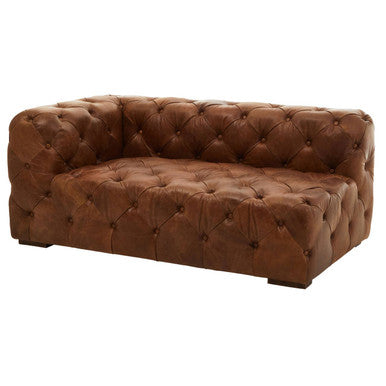 Brown Leather Left Arm Modern Chesterfield Sofa, Hoxton
