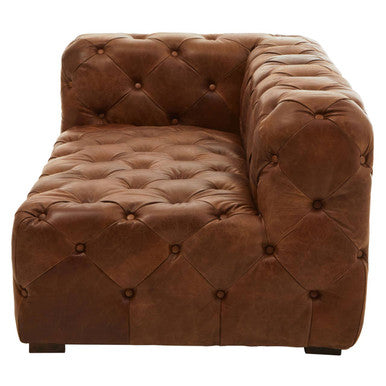 Brown Leather Left Arm Modern Chesterfield Sofa, Hoxton