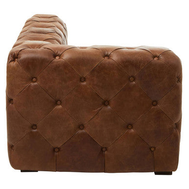Brown Leather Left Arm Modern Chesterfield Sofa, Hoxton