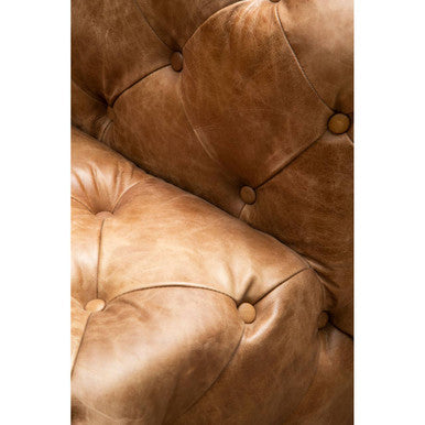 Brown Leather Left Arm Modern Chesterfield Sofa, Hoxton