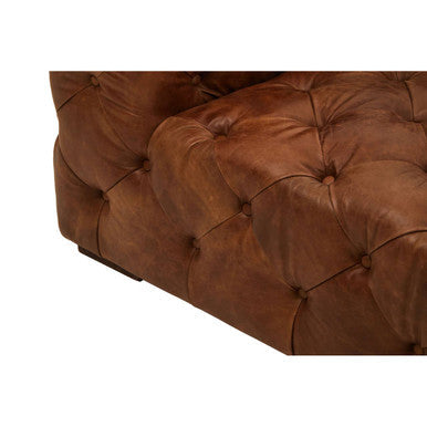 Brown Leather Left Arm Modern Chesterfield Sofa, Hoxton