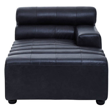 Antique Black Right Arm Leather Modular Chaise Sofa | King