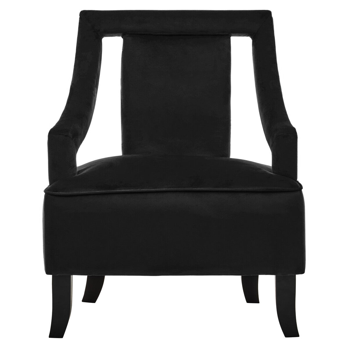 Faye Black Velvet Chair with Wooden Legs
