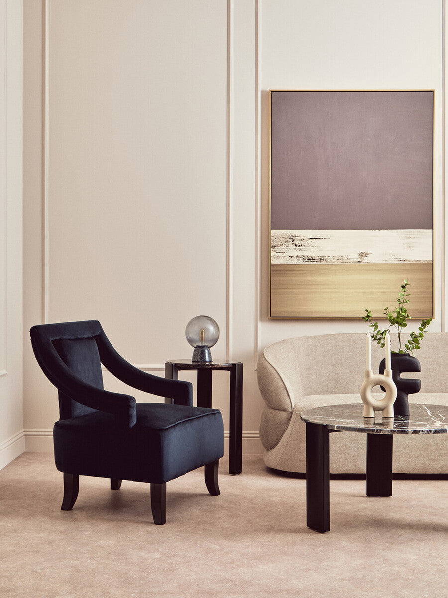 Faye Black Velvet Chair with Wooden Legs