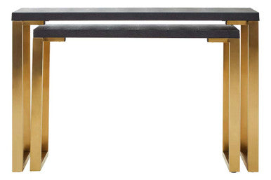 Cardoba Set Of Two Black Shagreen Top Console Tables