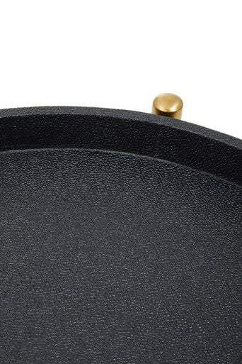 Two Tier Black Shagreen Effect Tray Table Trolley | Cardoba