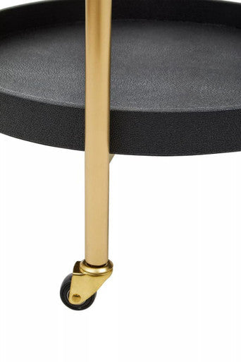 Two Tier Black Shagreen Effect Tray Table Trolley | Cardoba