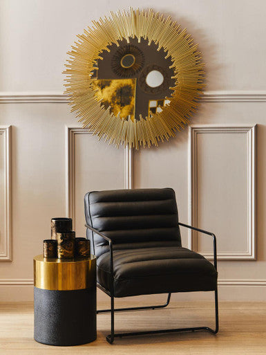 Cardoba Round Black Shagreen Effect Side Table and Stool