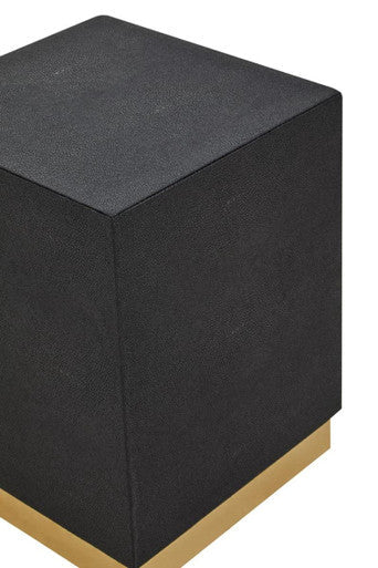 Cardoba Square Black Shagreen Effect Side Table and Stool