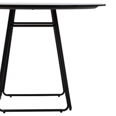 White Ceramic Marble Effect Round Top Dining Table with Black Metal Base | Imperia