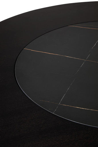 Imperia Eucalyptus Effect Round Dining Table with Ceramic Lazy Susan