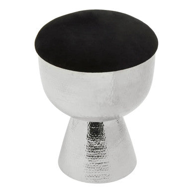 Jaipur Black Wood and Metal Stool with Silver Metal Base