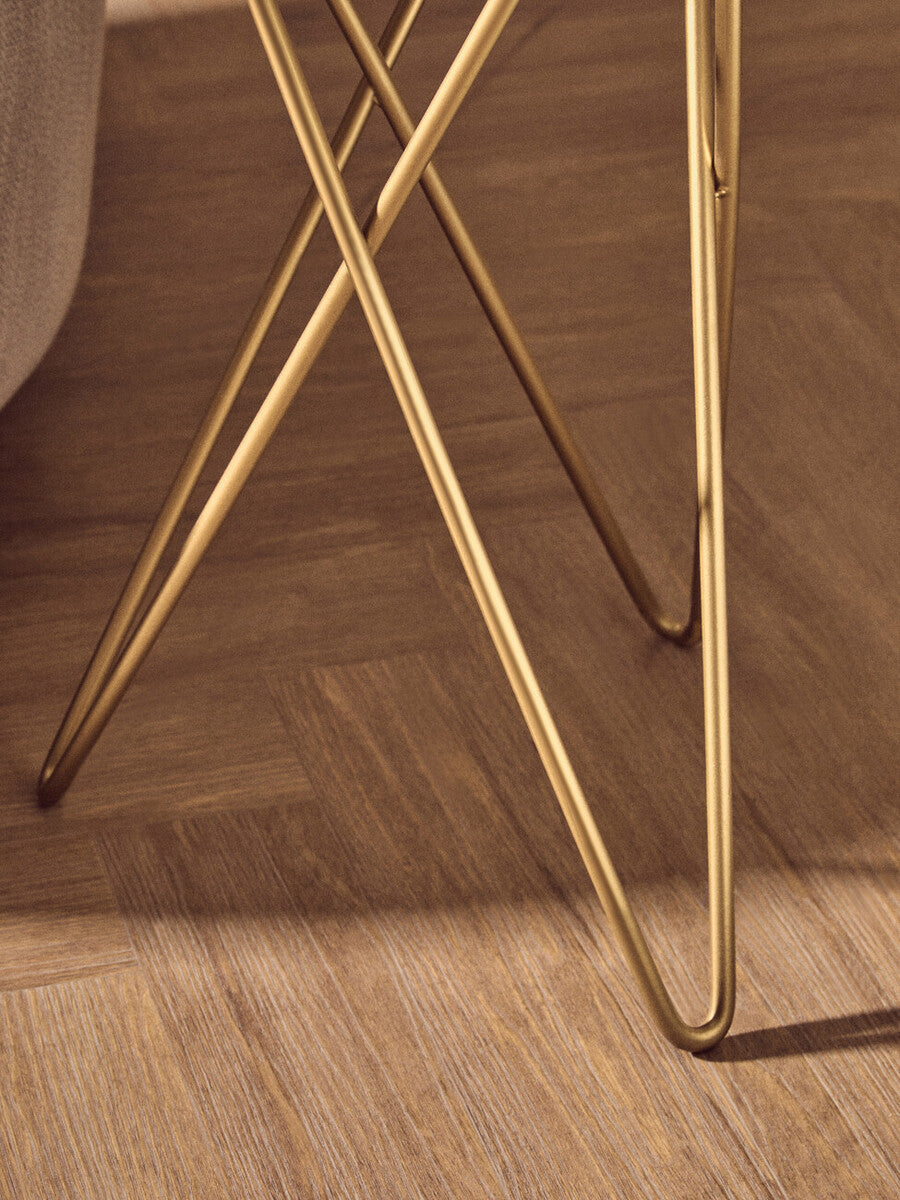 Agate Top Side Table with Gold Finish Trim and Hairpin Metal Legs | Jaipur