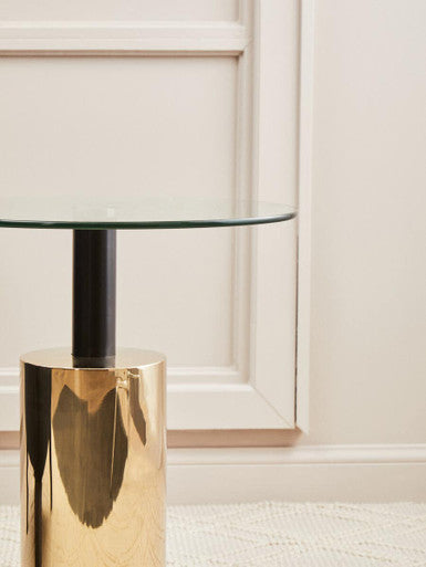 Oria Clear Glass Top and Gold Base Side Table
