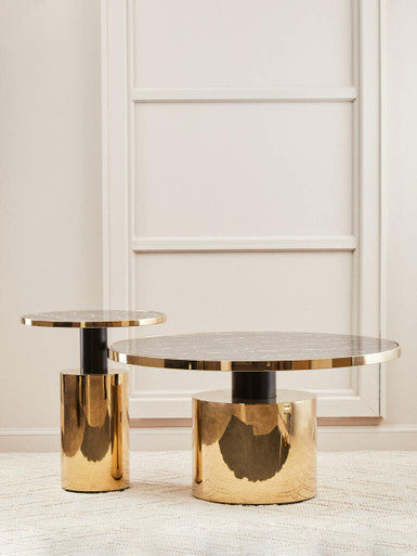 Oria Black Marble Effect Top and Gold Base Side Table