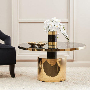 Oria Black Marble Effect Gold Base Coffee Table