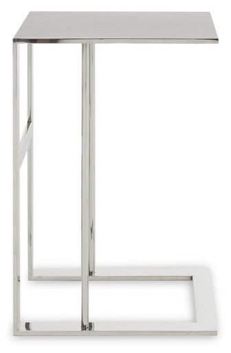 Silver Square Side Table in Stainless Steel, Oria