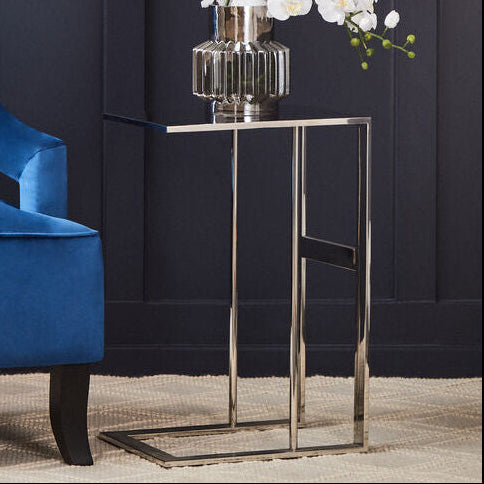 Silver Square Side Table in Stainless Steel | Oria