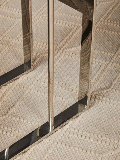 Silver Square Side Table in Stainless Steel | Oria