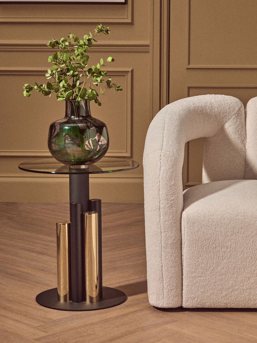 Oria Glass Gold And Black Base Side Table