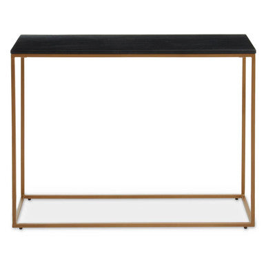 Black Marble Top Console Table with Matte Gold Metal Frame | Varana