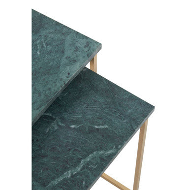 Mandoli Nest Of 2 Green Marble Side Tables