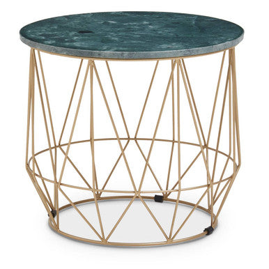Mandoli Green Side Table With Gold Frame