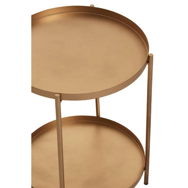 Gold Two Tiers Round Metal Side Table | Mandoli