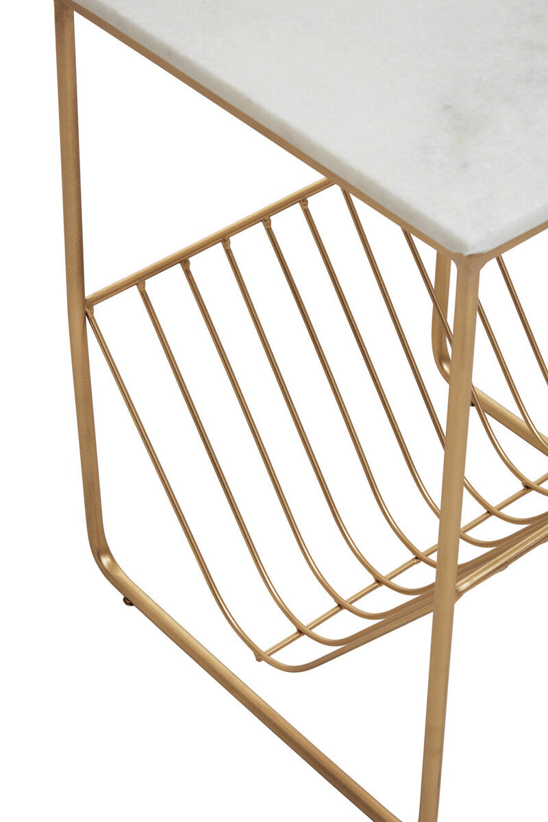 Mandoli White Marble Rack Side Table