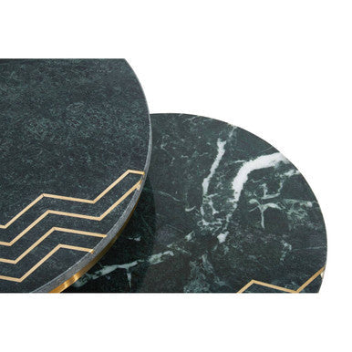 Green Marble Top Set of 2 Round Side Tables | Nirav