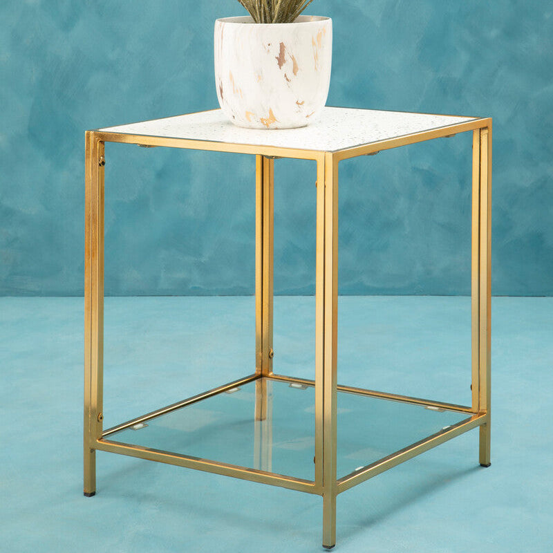 Novi Glass Top And Gold Frame Side Table