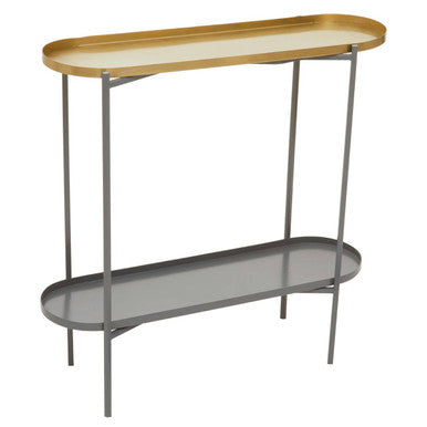 Two Tier Gold Geometric Console Table with Two-Tonal Contrast | Kobra