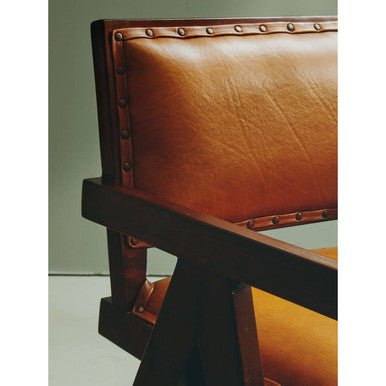 Inca Tan Leather and Teak Frame Dining Chair