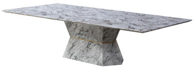 Grey Marble Coffee Table with Geometric Multifaceted Base and Natural Veining, Spezia