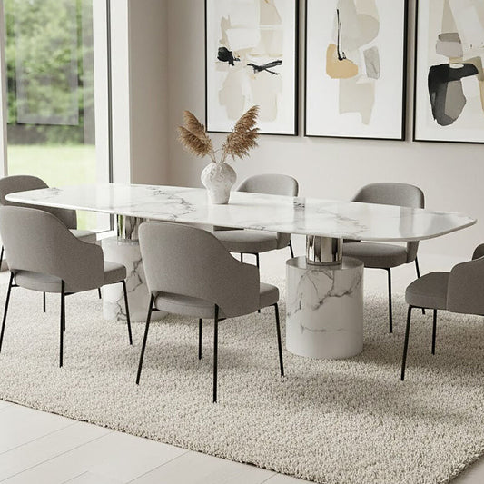 Sesto White Marble Dining Table