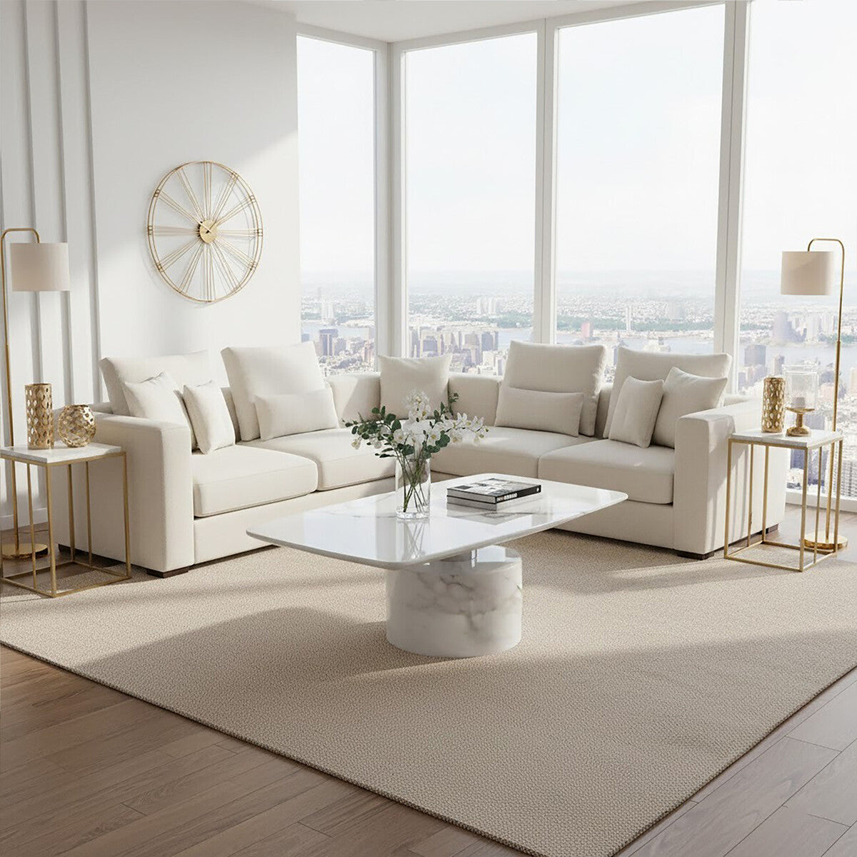 Sesto White Marble Coffee Table