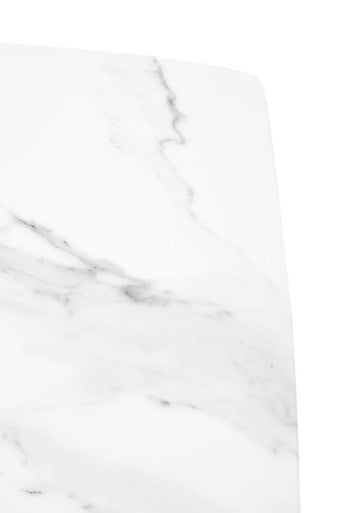 White Marble Console Table with Grey Veining and Stainless Steel Column Base, Sesto
