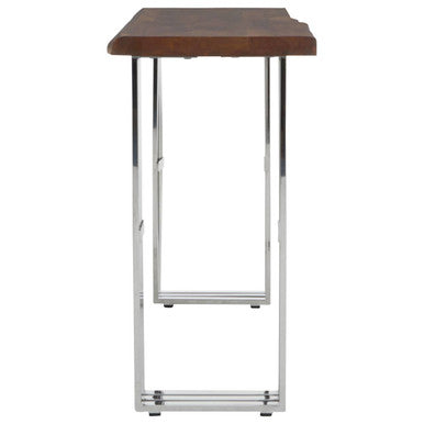 Natural Wood Top Console Table with Silver Stainless Steel Looped Base | Hampstead