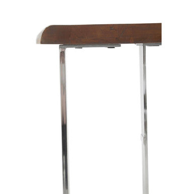 Natural Wood Top Console Table with Silver Stainless Steel Looped Base | Hampstead