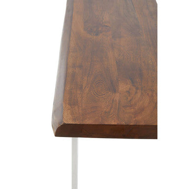 Natural Wood Top Console Table with Silver Stainless Steel Looped Base | Hampstead