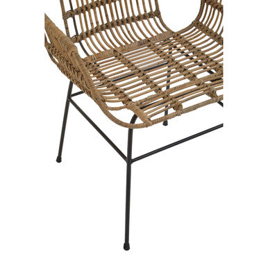 Java Natural Rattan With Black Metal Arm Chair