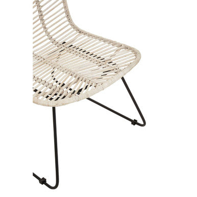 Java Natural Rattan Black Metal Chair