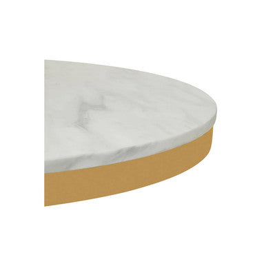 White Marble Round Top Dining Table with Luxe Gold Finish Pedestal Base | Azalea