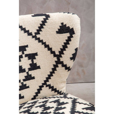 Cefena Black and White Mango Wood Chair with Wingback Design