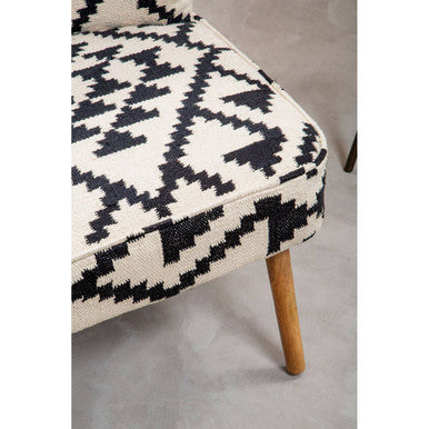 Cefena Black and White Mango Wood Chair with Wingback Design