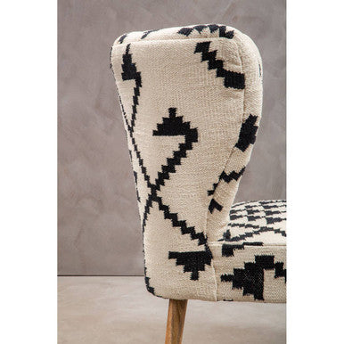 Cefena Black and White Mango Wood Chair with Wingback Design