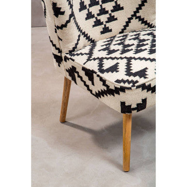 Cefena Black and White Mango Wood Chair with Wingback Design
